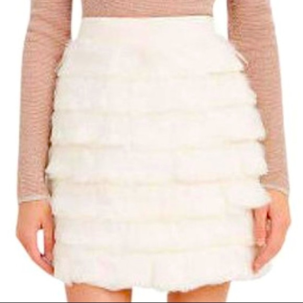 NWT Designer Women’s Club Monoco White Feather Ruffle Skirt Original $119 - Picture 1 of 16